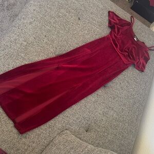 Elegant Red Velvet Dress